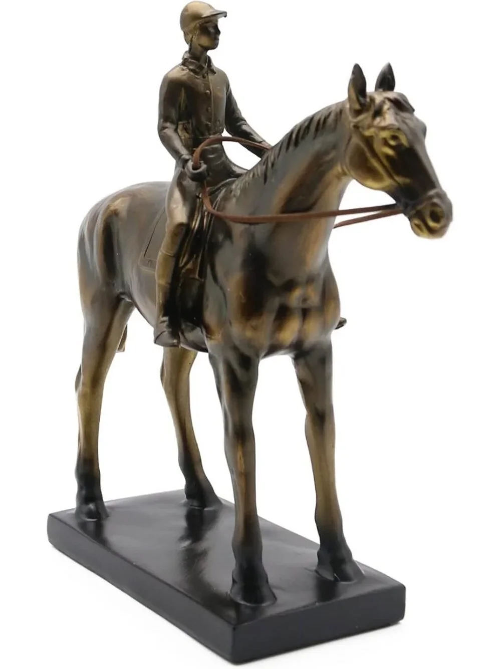 Elegant Horse Rider Sculpture Figurine - Racing Decor for Home & Office 10.5''